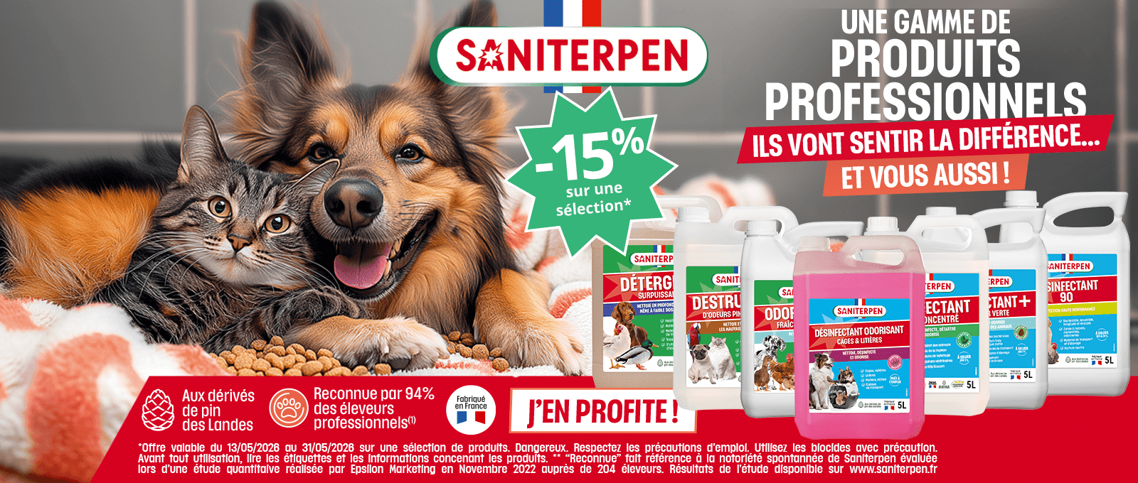 Remise 15% sur produits nettoyage niches & chenils
