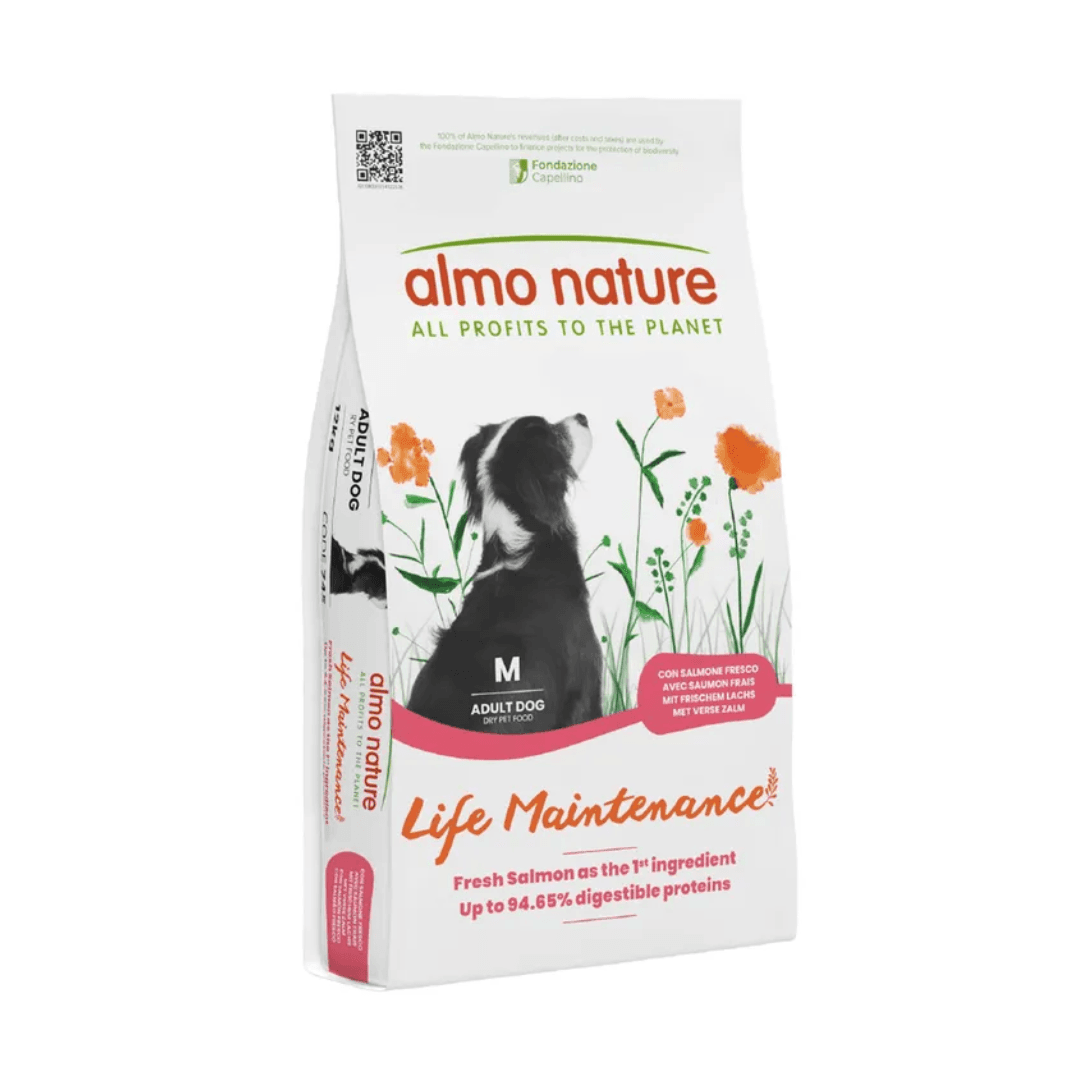 Croquettes chien adulte taille moyenne Almo Nature Life Maintenance Saumon Riz