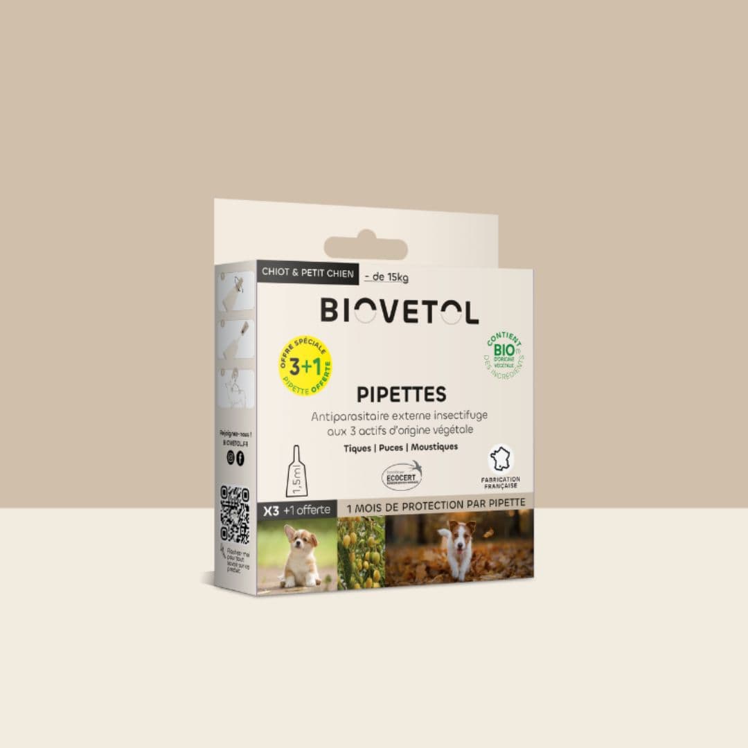 Pipettes antiparasitaires insectifuges Bio pour chien Biovetol