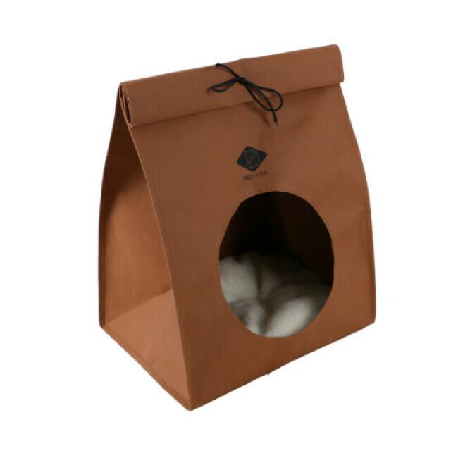 Abri aspect sac papier pour chat