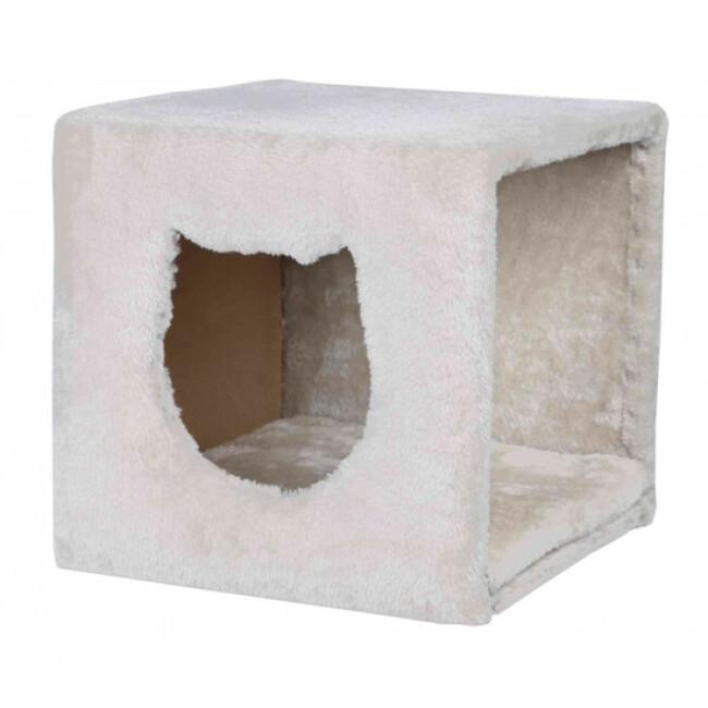 Abri cube pour chat en peluche avec coussin réversible