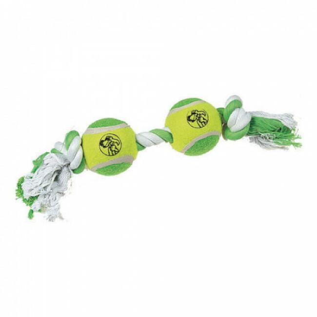 Balle de tennis double et corde à 2 nœuds pour chien