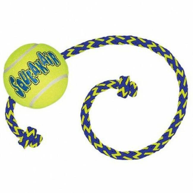 Balle résistante avec corde pour chien Air KONG Squeakair