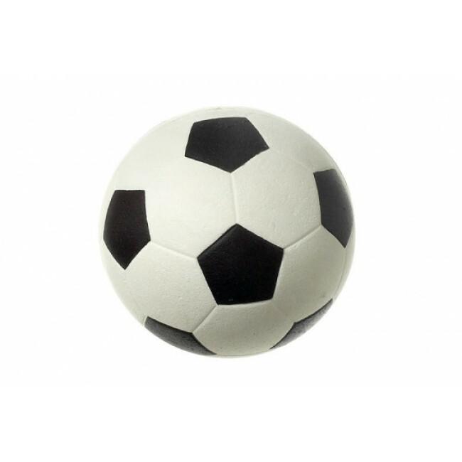 Ballon de football caoutchouc noir et blanc pour chiens diamètre 9 cm Flamingo