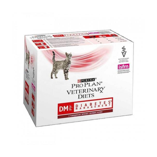 Boîtes Pro Plan Veterinary Diet DM St/Ox Diabetes Management pour chats Bœuf 10 sachets 85 g