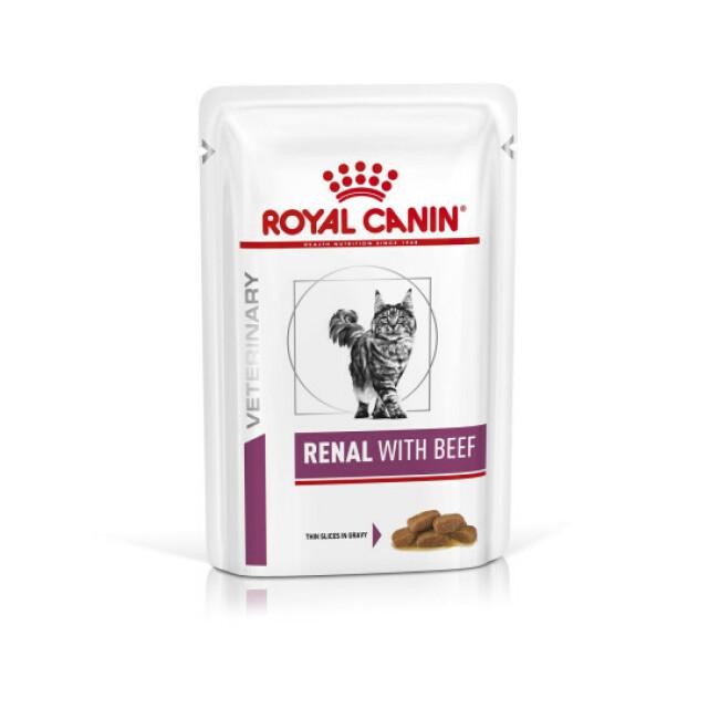 Bouchées Royal Canin Veterinary Diet Renal pour chats Bouchées en sauce Boeuf 12 Sachets 85 g