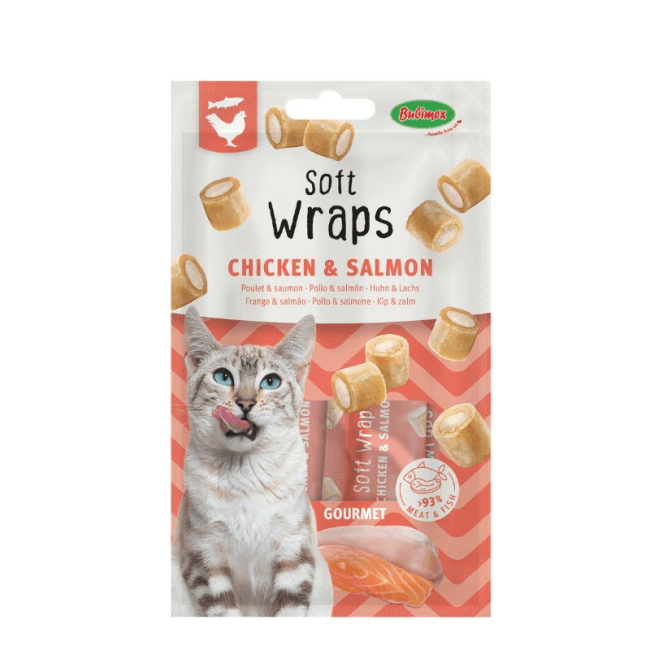 Friandises Semi-Humides Soft Wraps - Bubimex - Poulet / Saumon - Par 3