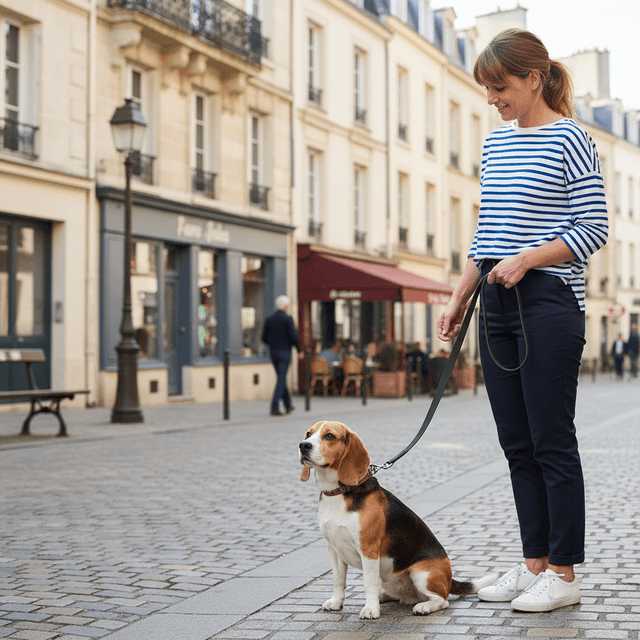 Laisse longue en cuir pour chien