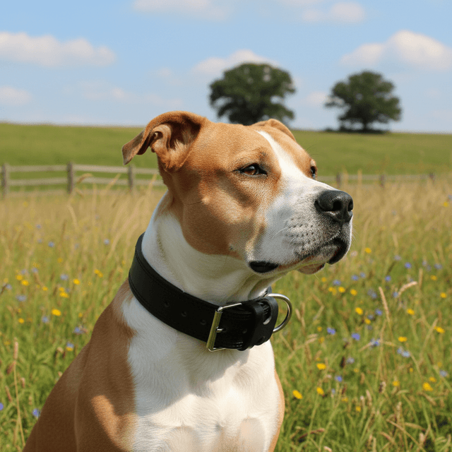Collier cuir de travail large chien
