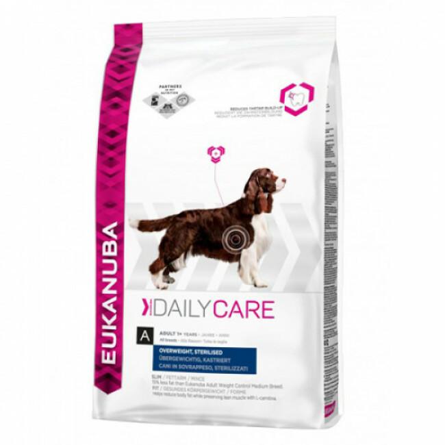 Croquettes Eukanuba Adulte Daily Care pour chien en surpoids ou stérilisé Sac 12,5 kg