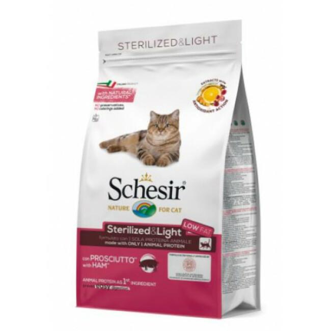Croquettes pour chat adulte jambon Sterilized Schesir Sac 1,5 kg