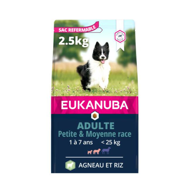 Croquettes pour chien adulte petite et moyenne race Eukanuba agneau et riz