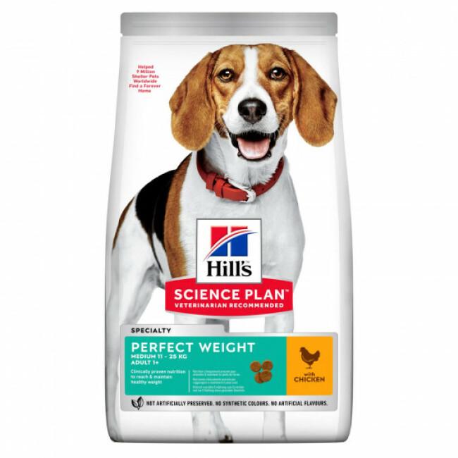 Croquettes pour chien de race moyenne Hill's Science Plan Canine Perfect Weight Medium Poulet Sac 12 kg