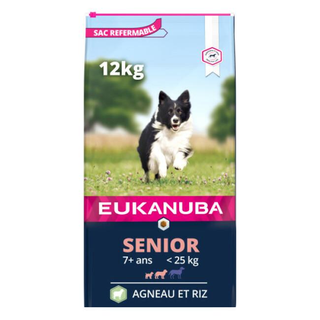 Croquettes pour chien mature senior Eukanuba agneau et riz Sac 12 kg