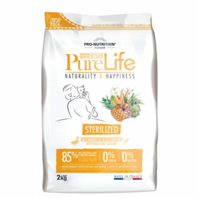 Croquettes sans céréales pour chats stérilisés Pure Life Pro Nutrition Flatazor