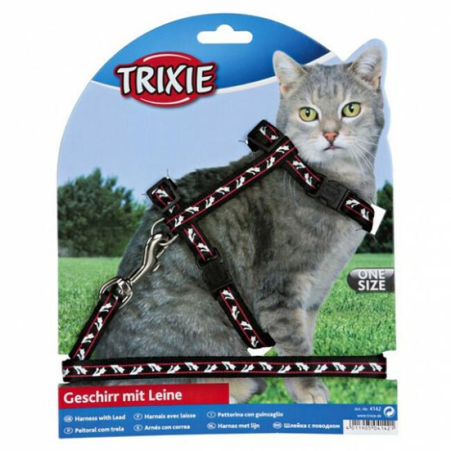 Harnais pour chat nylon avec motifs et laisse Trixie