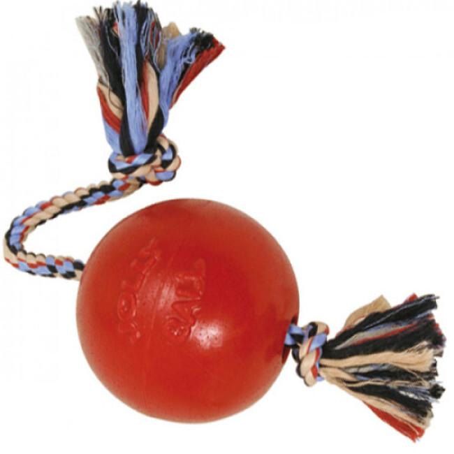 Jolly ball Romp-n-Roll en plastique et corde pour chien