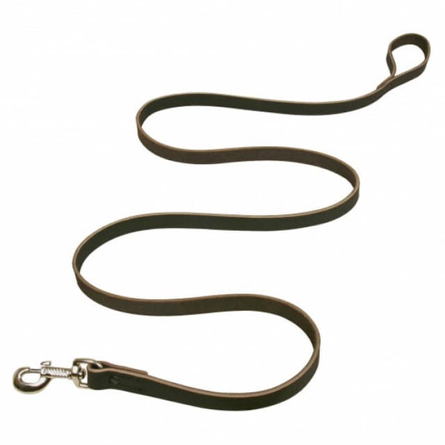 Laisse cuir cousue marron avec rivets chromés