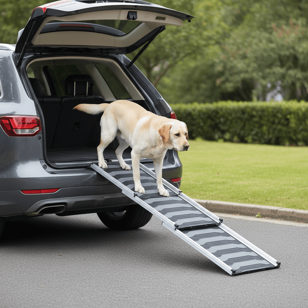 Rampe télescopique (aluminium) 3 pans spéciale chiens très lourds (<100 kg)