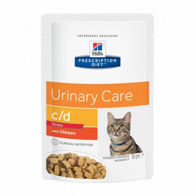 Sachets pour chat Prescription Diet Feline C/D Urinary Stress Hill's Poulet 12 x 85 g