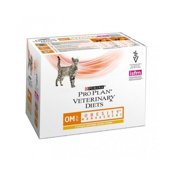 Sachets Pro Plan Veterinary Diet OM St/Ox Obesity Management pour chats Poulet 10 sachets 85 g