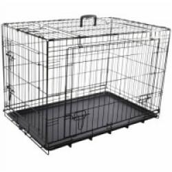 Cage noire métallique avec porte coulissante pour chien Nyo