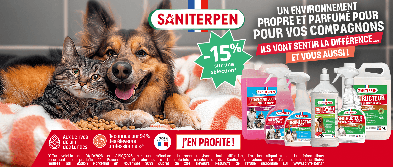 -15% de réduction sur : Rendre propre la niche du chien et la caisse du chat